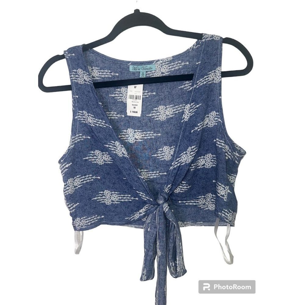 LF Festival Crop Top Front Tie Mint Vanilla $114 NWTS Concert Boho Western N